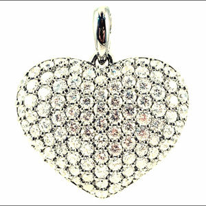 Sterling Silver Pave Set Puffed Heart Pendant